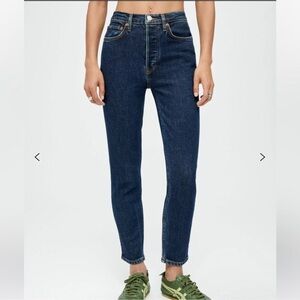 Re/Done 90s High Rise Ankle Crop Jeans Cotton Blend Size 29 Women’s Dark Wash